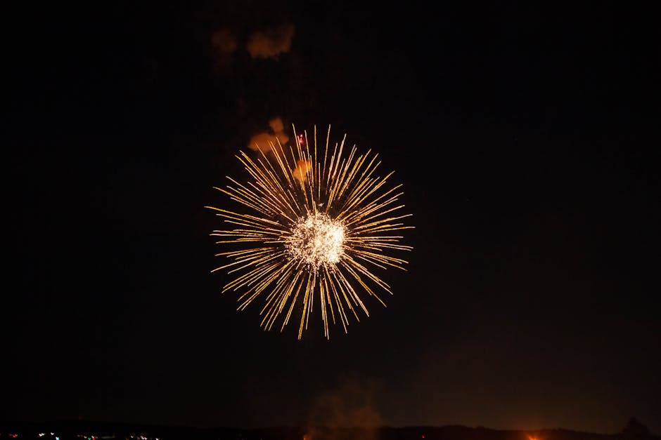 A spectacular fireworks display lights up the night sky in Conway, AR, United States.