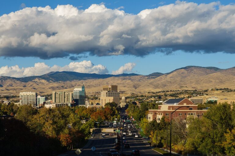 Downtown Boise, Idaho skyline on a fall afternoon, seen from the Boise Depot